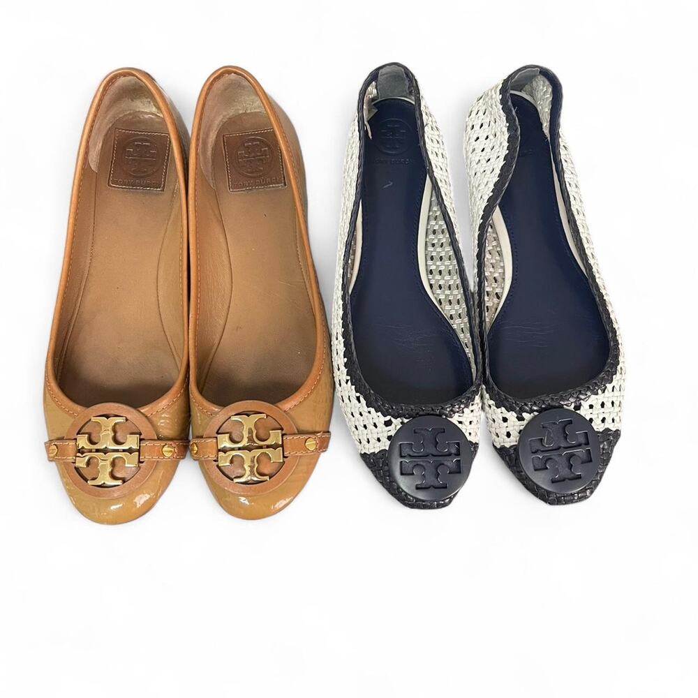 TORY BURCH FLATS2 PAIRS SIZE 10 USED GOOD CONDITION